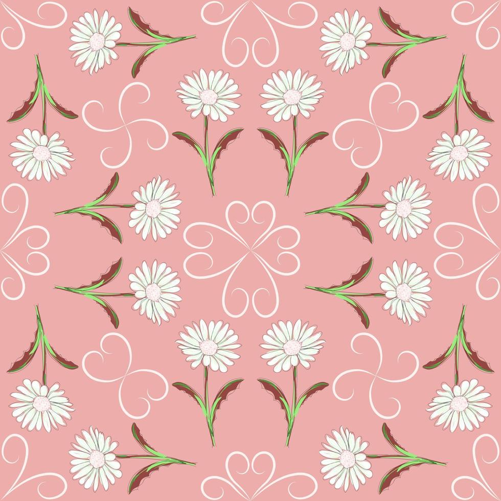 modern nahtlos Blumen- Muster, handgemalt Gänseblümchen auf ein Rosa Hintergrund. ein elegant Vorlage zum modisch Drucke, Drucken, Webseite Design. vektor