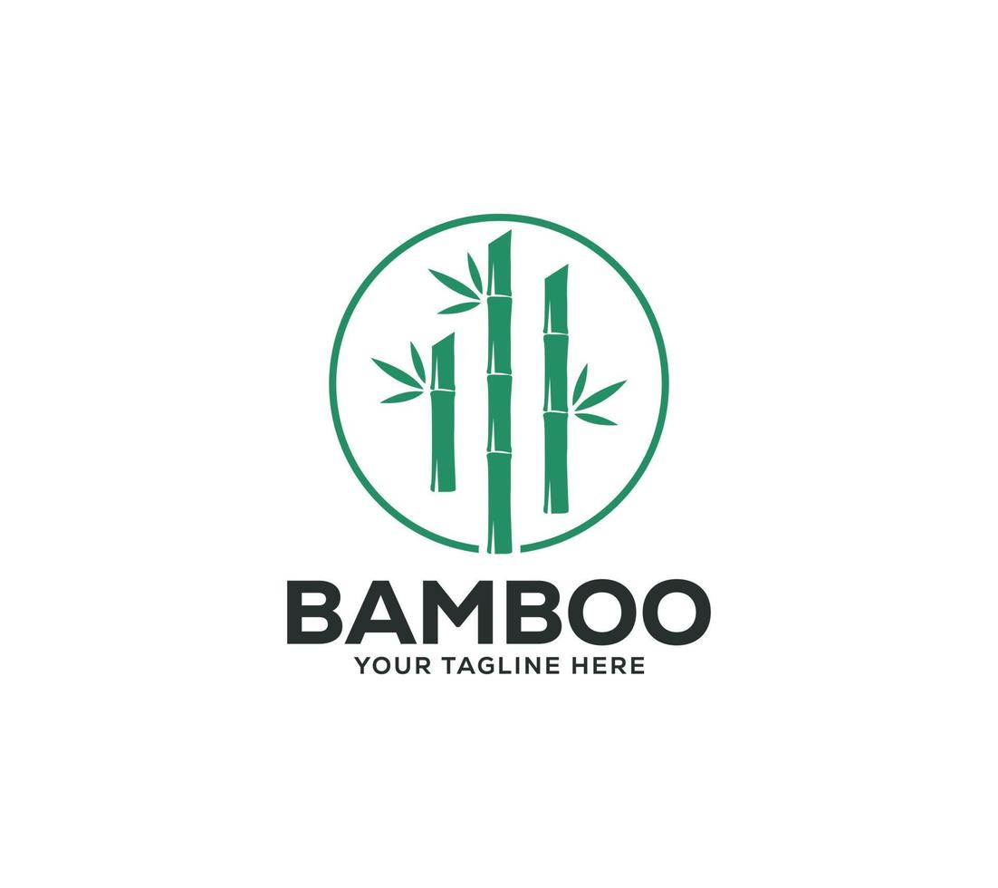 Bambus Logo Design auf Weiß Hintergrund, Vektor Illustration.
