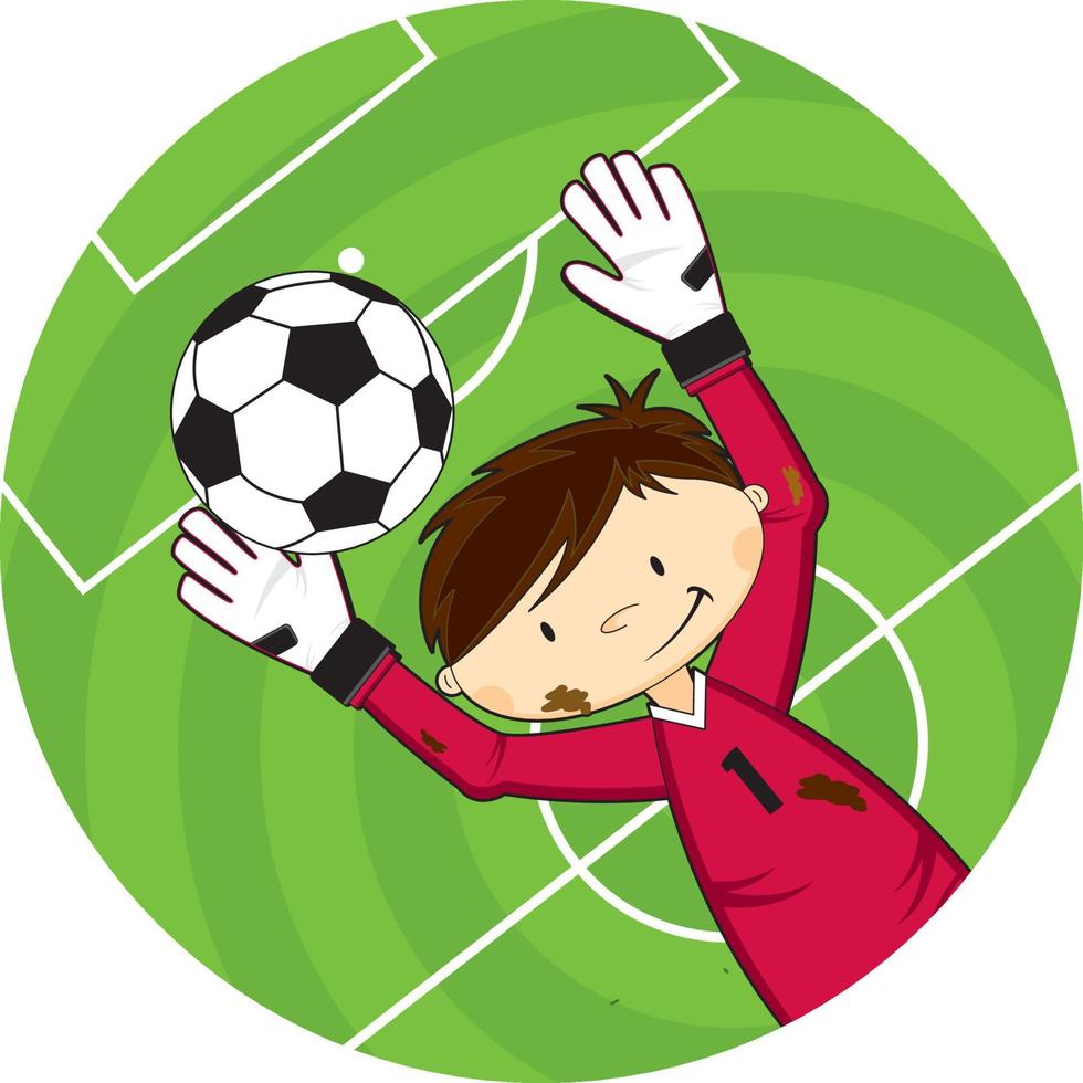 söt tecknad serie fotboll fotboll målvakt på kasta - sporter illustration vektor