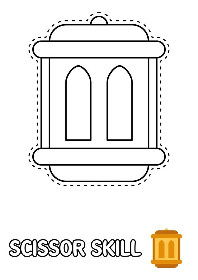 Schere Fertigkeit Seite mit Laterne zum Kinder vektor