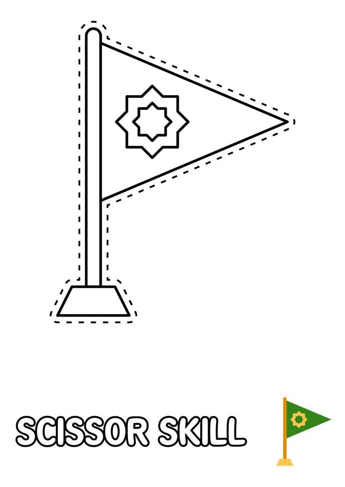 scissor skicklighet sida med flagga för barn vektor