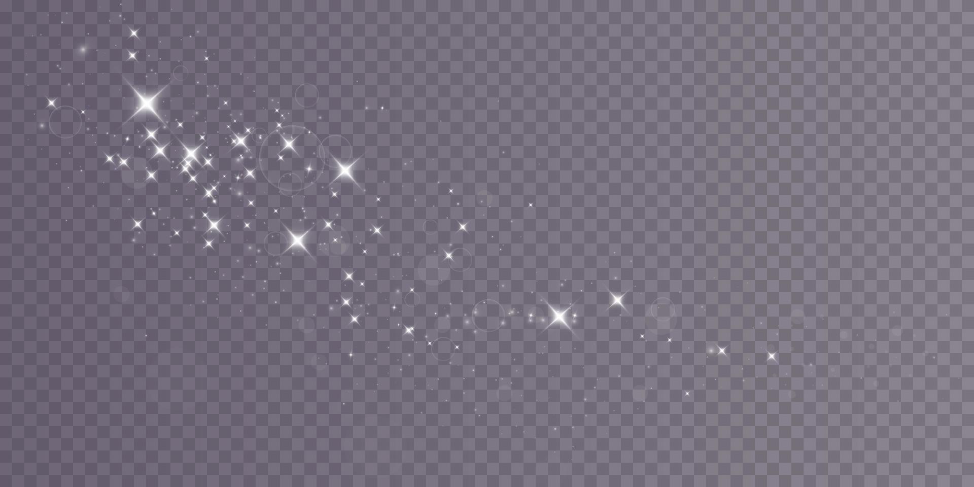 Weiß Funken und Weiß Sterne scheinen mit Besondere Licht. Vektor funkelt. Weihnachten Licht Wirkung. funkelnd magisch Staub Partikel