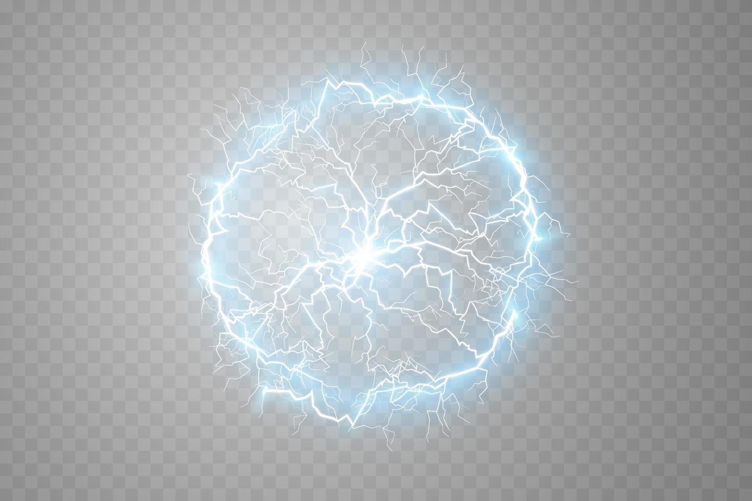blå boll blixt. abstrakt elektrisk blixt- strejk. ljus blixt, åska, gnista. vektor