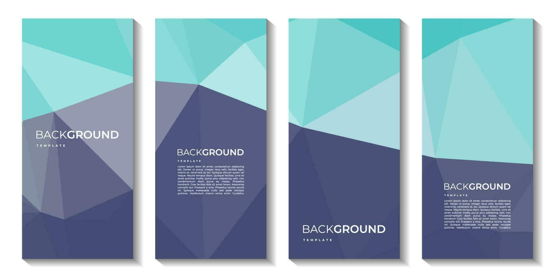 en uppsättning av broschyr med färgrik bakgrund. banderoller design. triangel former. lowpoly design. vektor