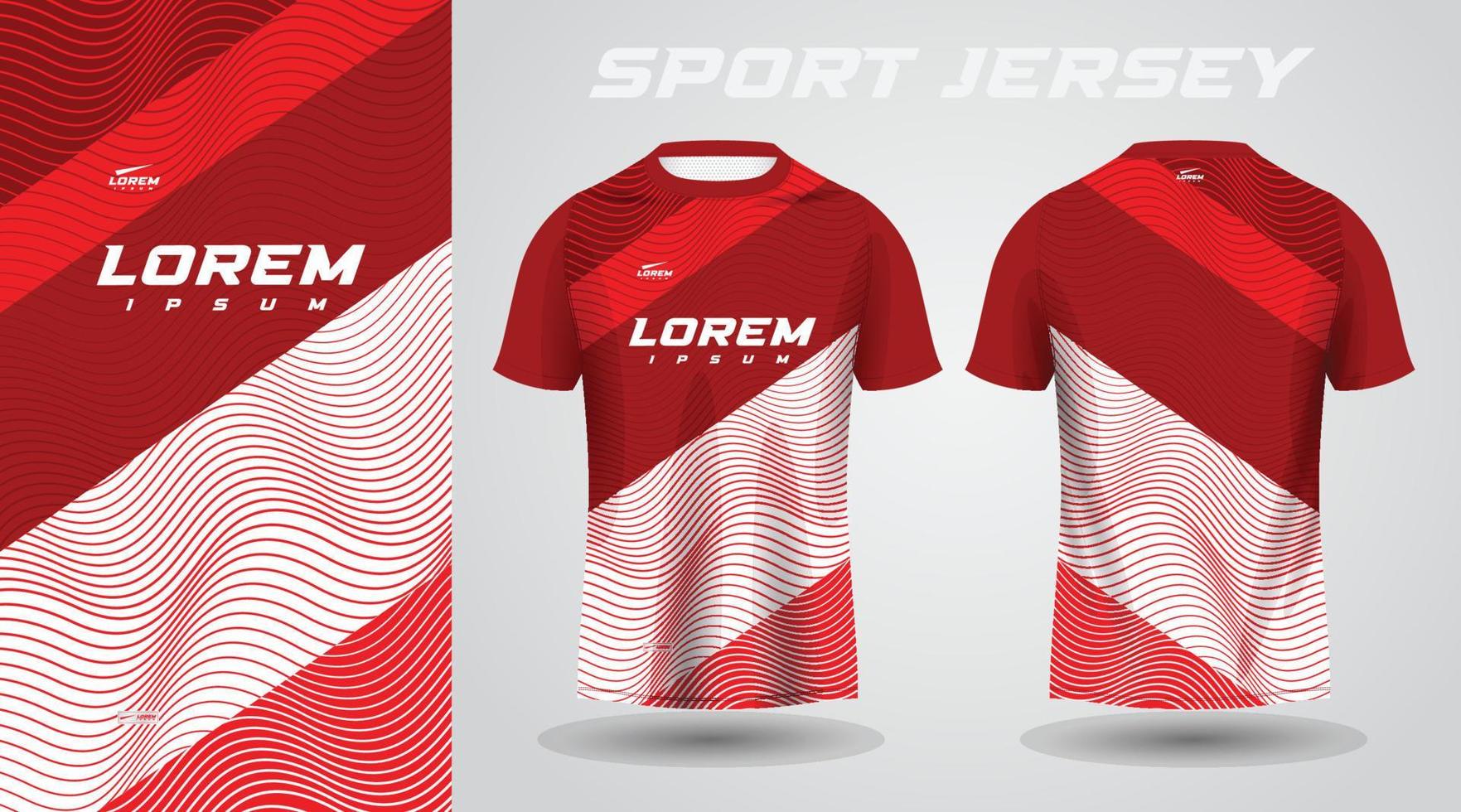 rot Hemd Fußball Fußball Sport Jersey Vorlage Design Attrappe, Lehrmodell, Simulation vektor