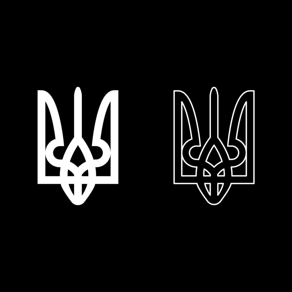 ukraina täcka av vapen nationell emblem täta ukrainska stat symbol tecken treudd tryzub uppsättning ikon vit Färg vektor illustration bild fast fylla översikt kontur linje tunn platt stil