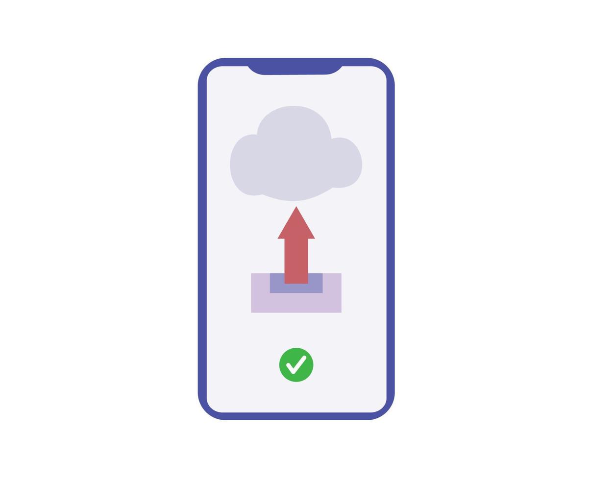 ikon ladda upp data på moln dator med mobil telefon vektor