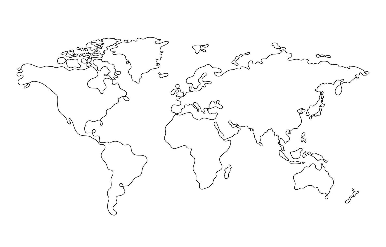 enkel skisse värld Karta bakgrund vektor