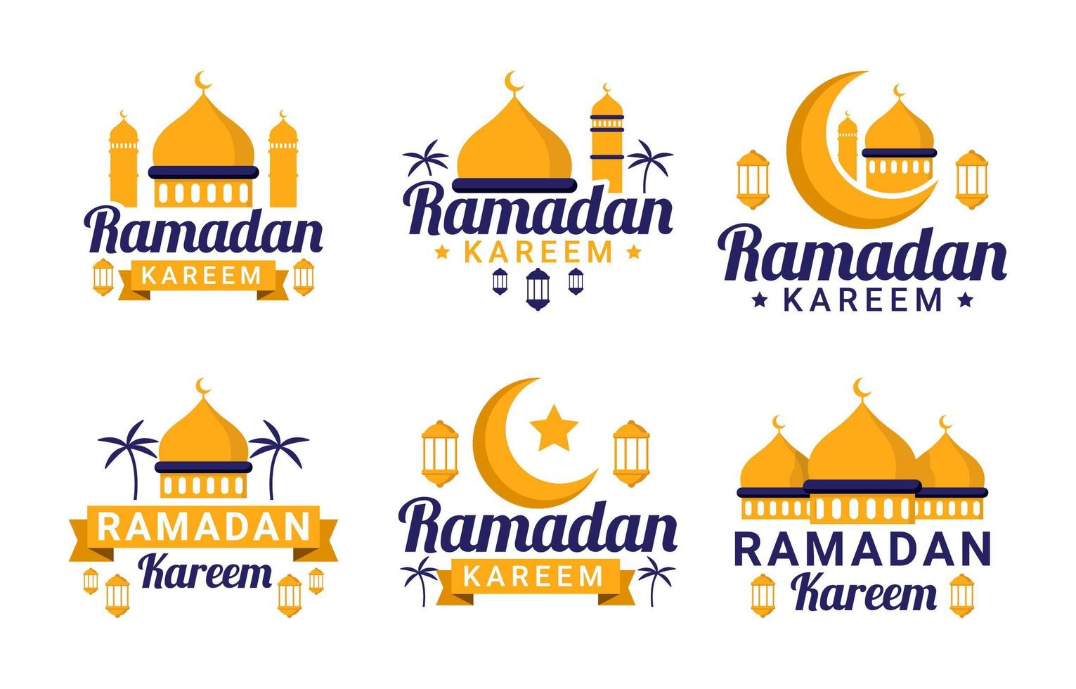 flache Ramadan Kareem Abzeichen Sammlung vektor