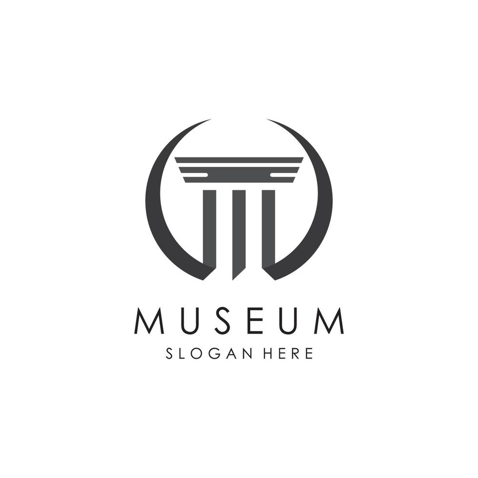 Museum Logo Vorlage mit minimalistisch und modern Konzept vektor