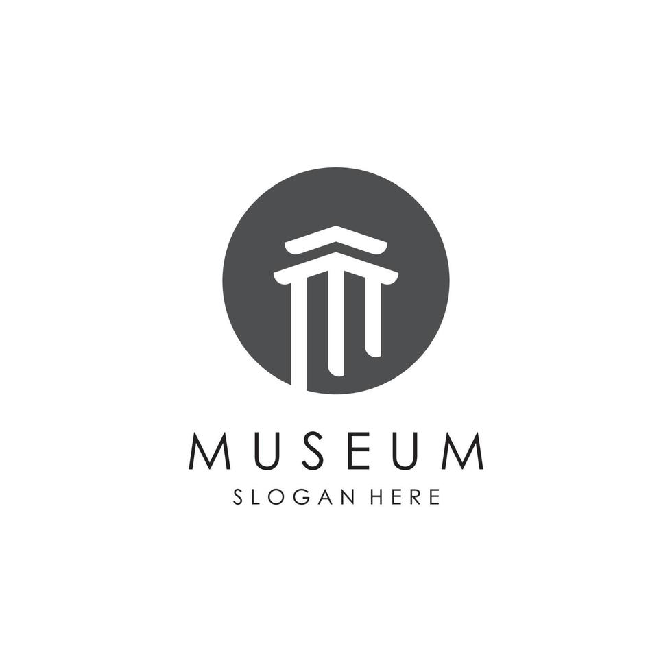 Museum Logo Vorlage mit minimalistisch und modern Konzept vektor