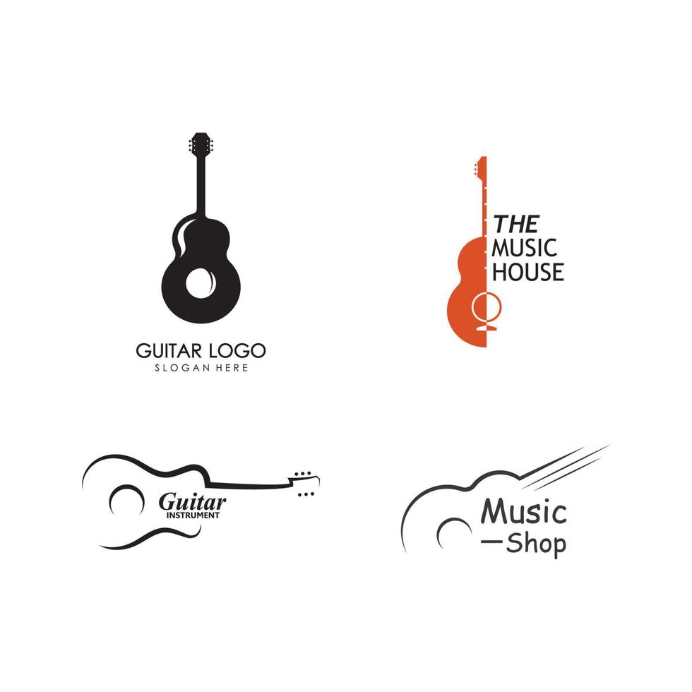 Gitarre Musical Instrument Logo Vorlage mit einfach Form. vektor