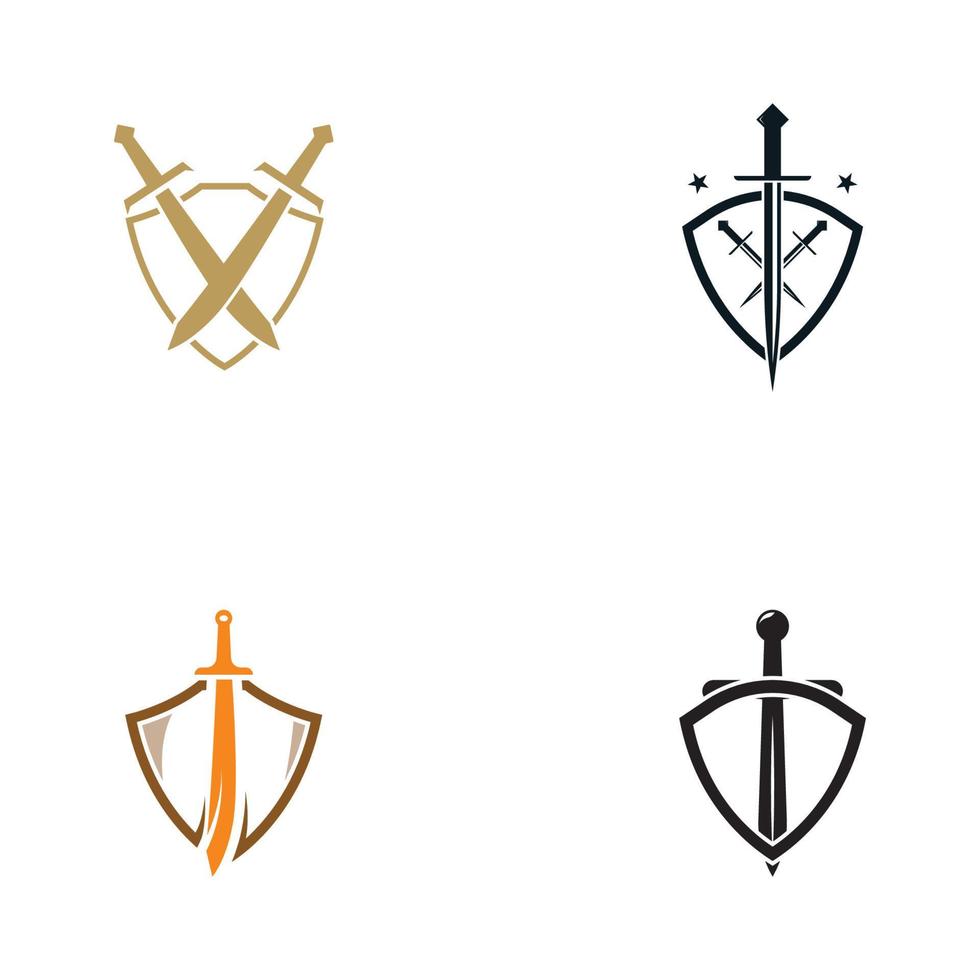 Schwert und Schild-Logo-Design. vektor