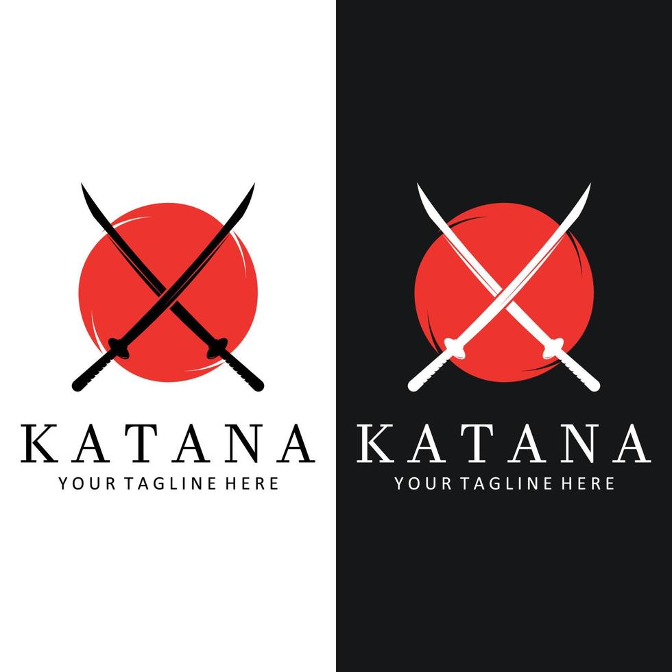 Katana Schwert eben Logo Vorlage Vektor Illustration.