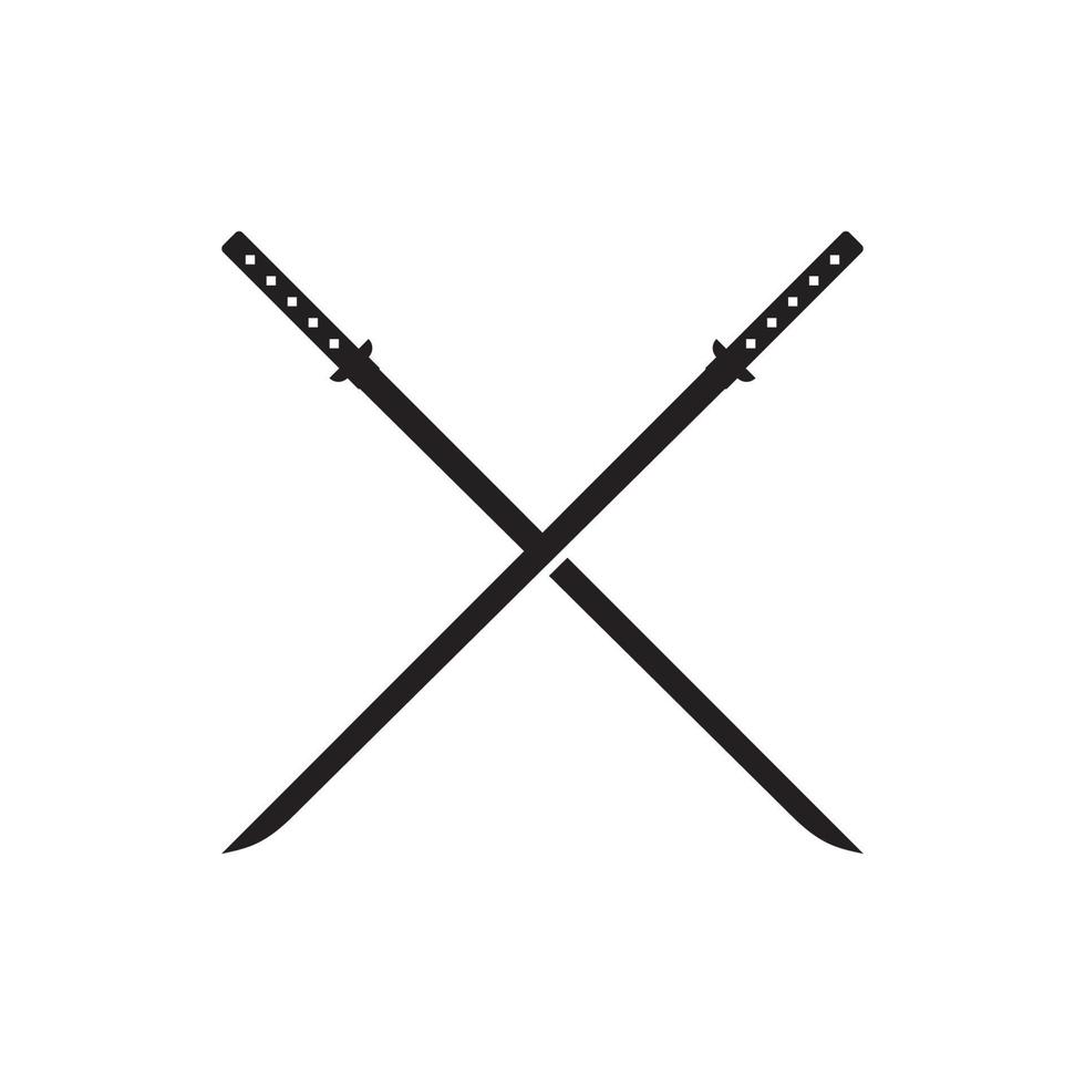 katana svärd platt logotyp mall vektor illustration.