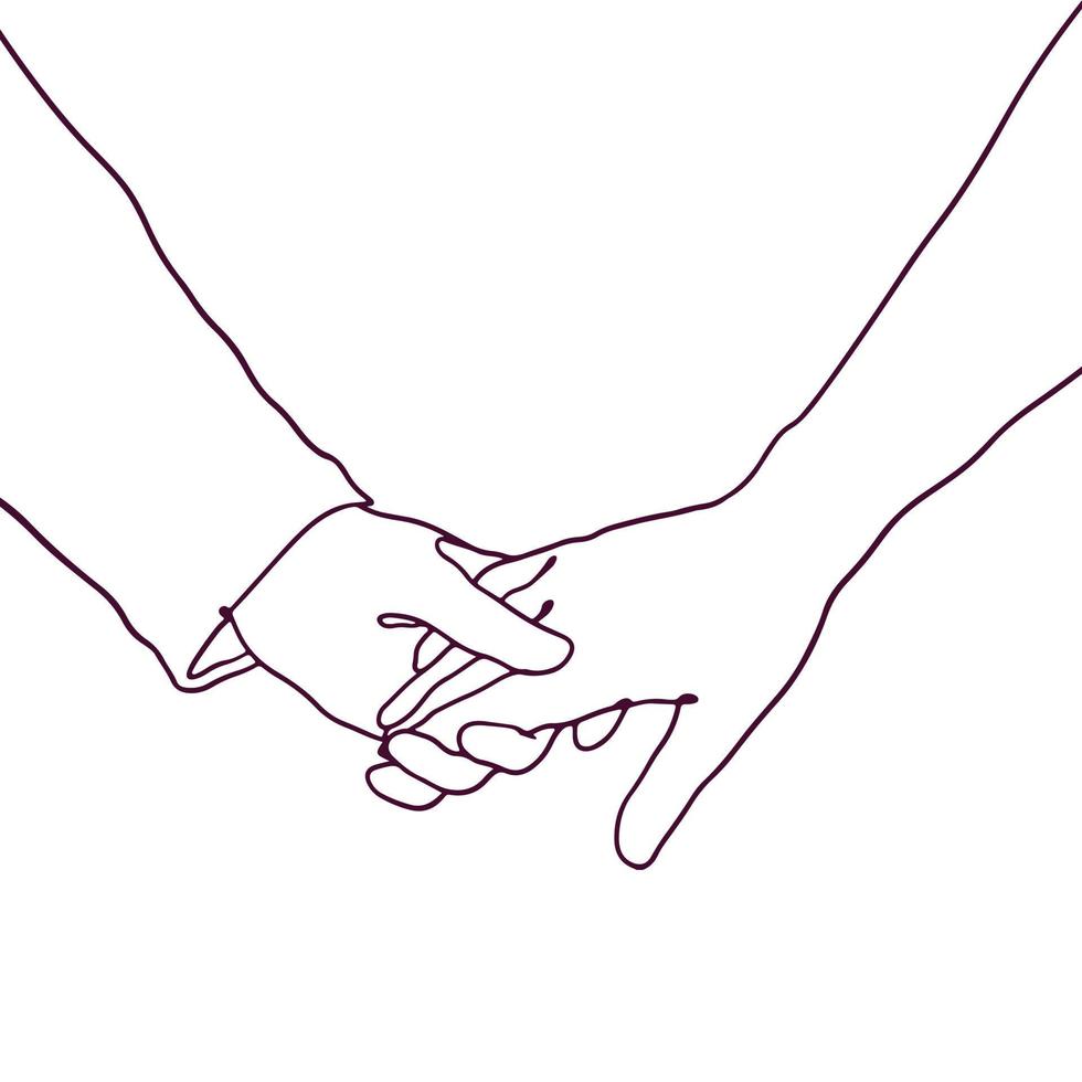 ett linje handrawn par innehav händer illustration vektor