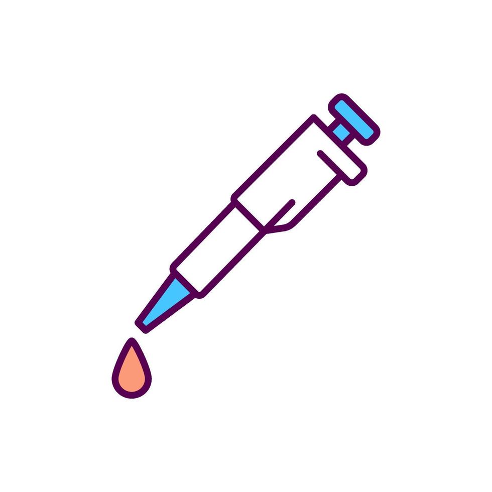 Pipette für Labor-RGB-Farbsymbol vektor