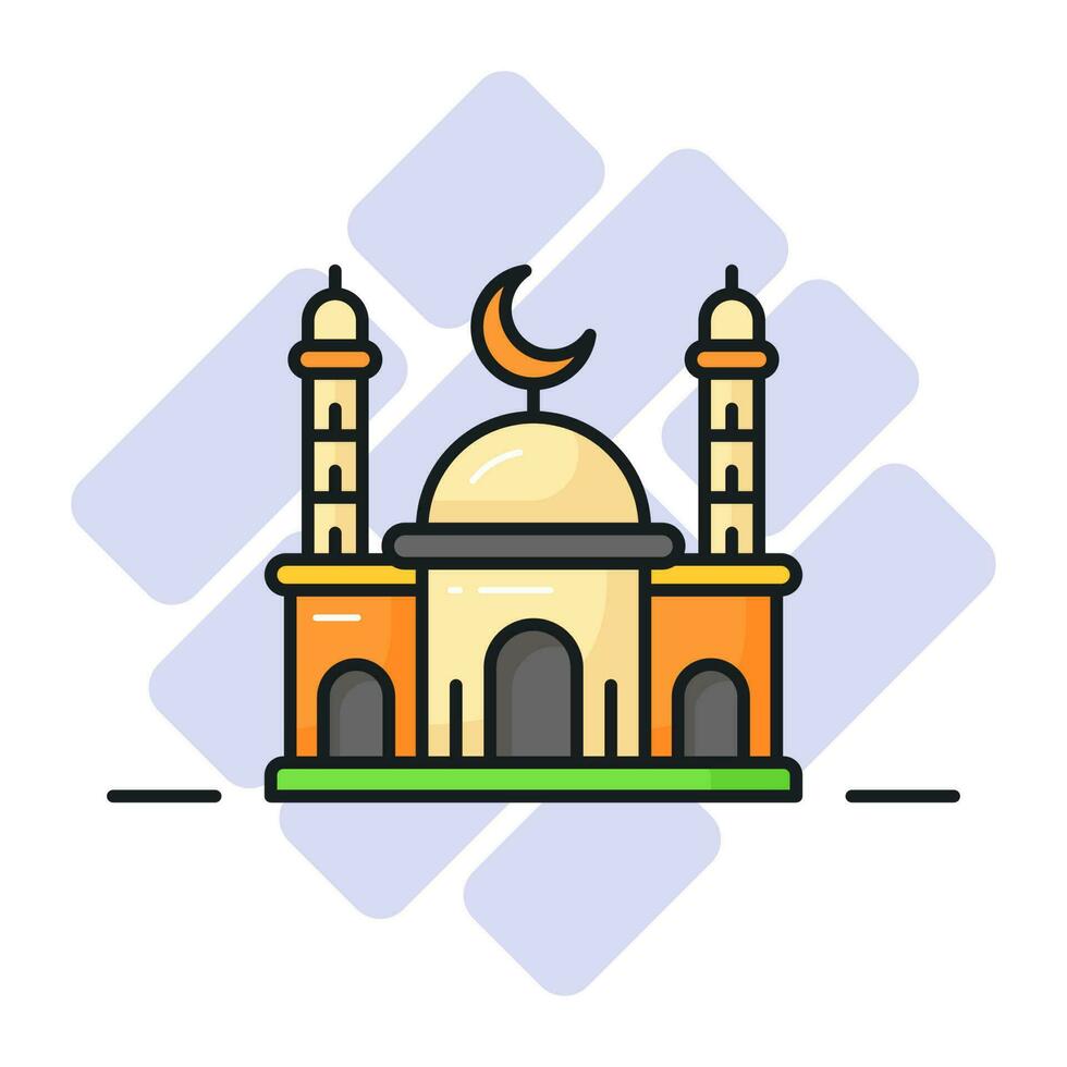 Anbetung Platz zum Muslime, islamisch heilig Platz Vektor im editierbar Stil