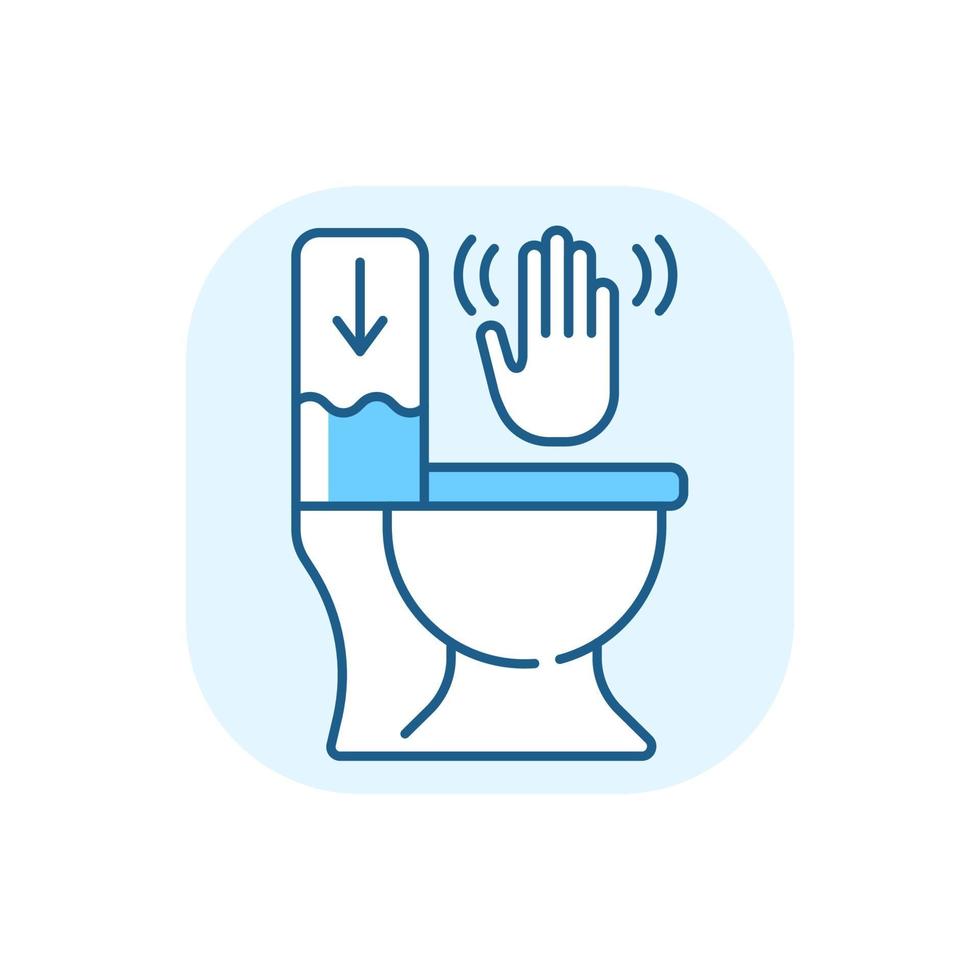 touchless toalett spol blå RGB färg ikon vektor