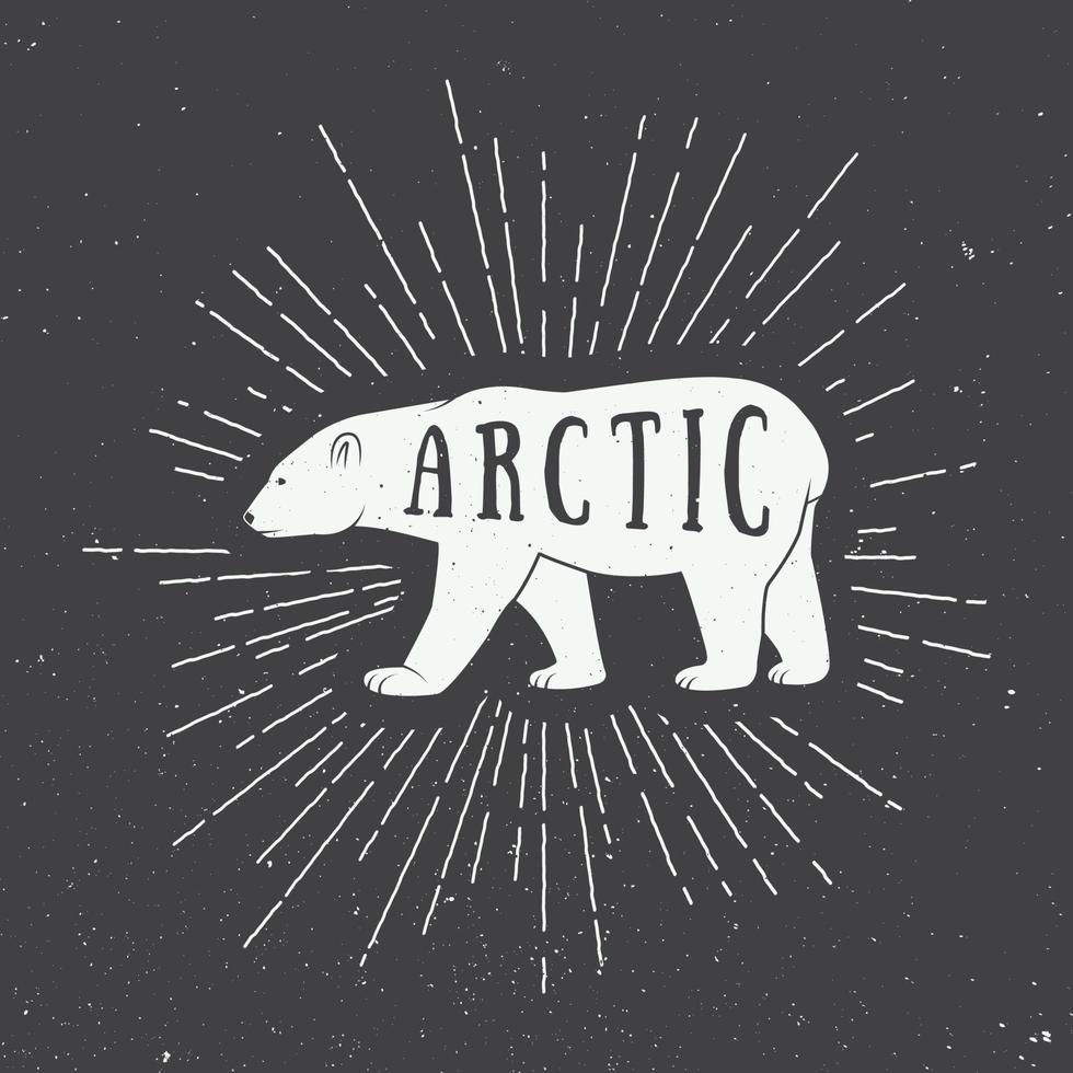 Jahrgang Arktis Weiß Bär mit Slogan. vektor