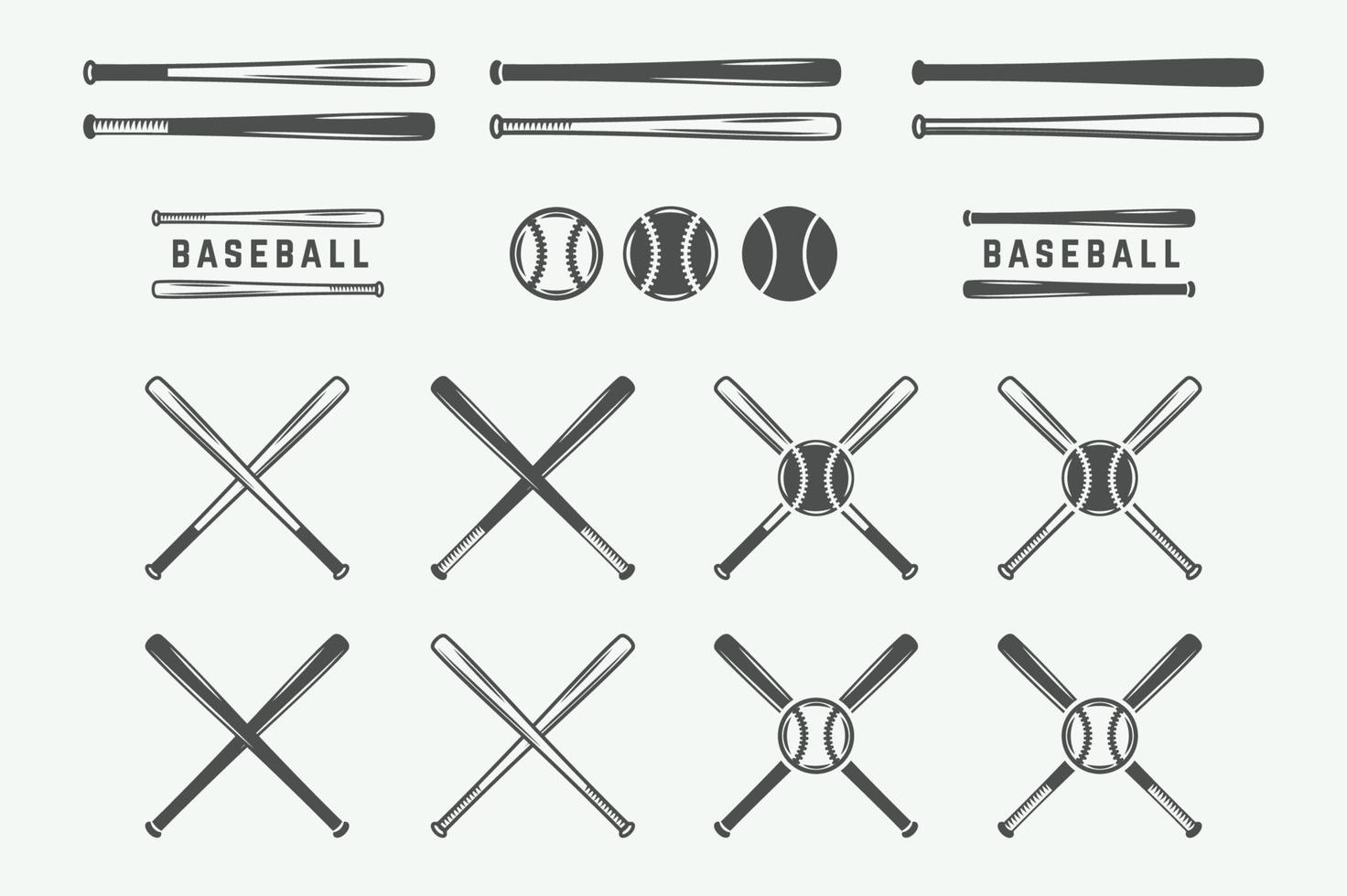 Basic rgbjahrgang Baseball Logos, Embleme, Abzeichen und Design Elemente. einfarbig Grafik Kunst. Vektor Illustration