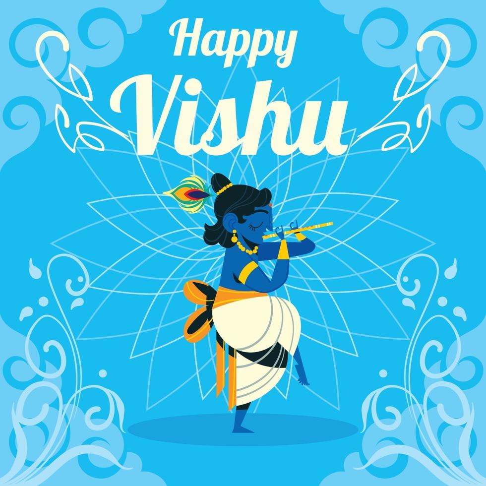 krishna tanzt am vishu tag vektor