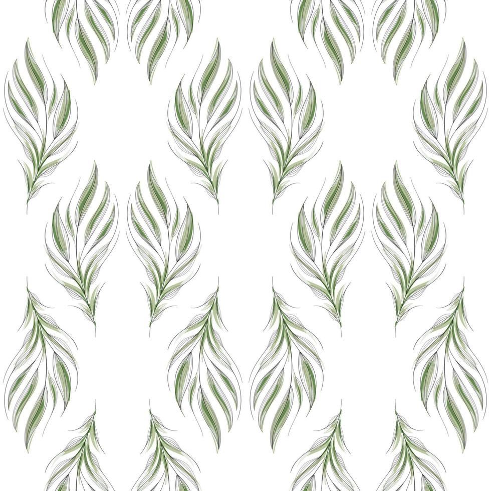 modern nahtlos Blumen- Muster, handgemalt Grün Blätter auf ein Weiß Hintergrund. ein elegant Vorlage zum modisch Drucke, Drucken, Webseite Design. vektor
