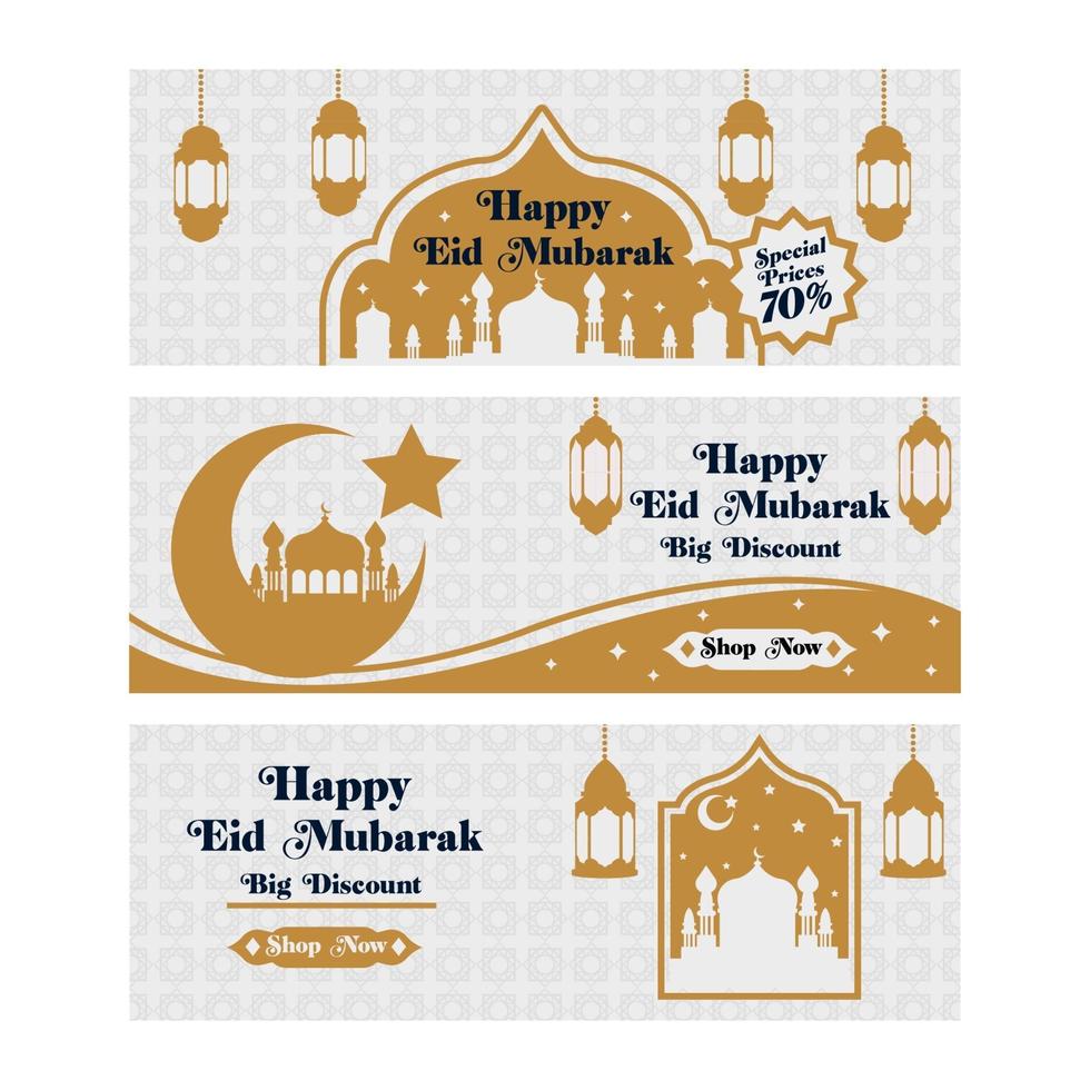 uppsättning glad eid mubarak marknadsföring banners vektor