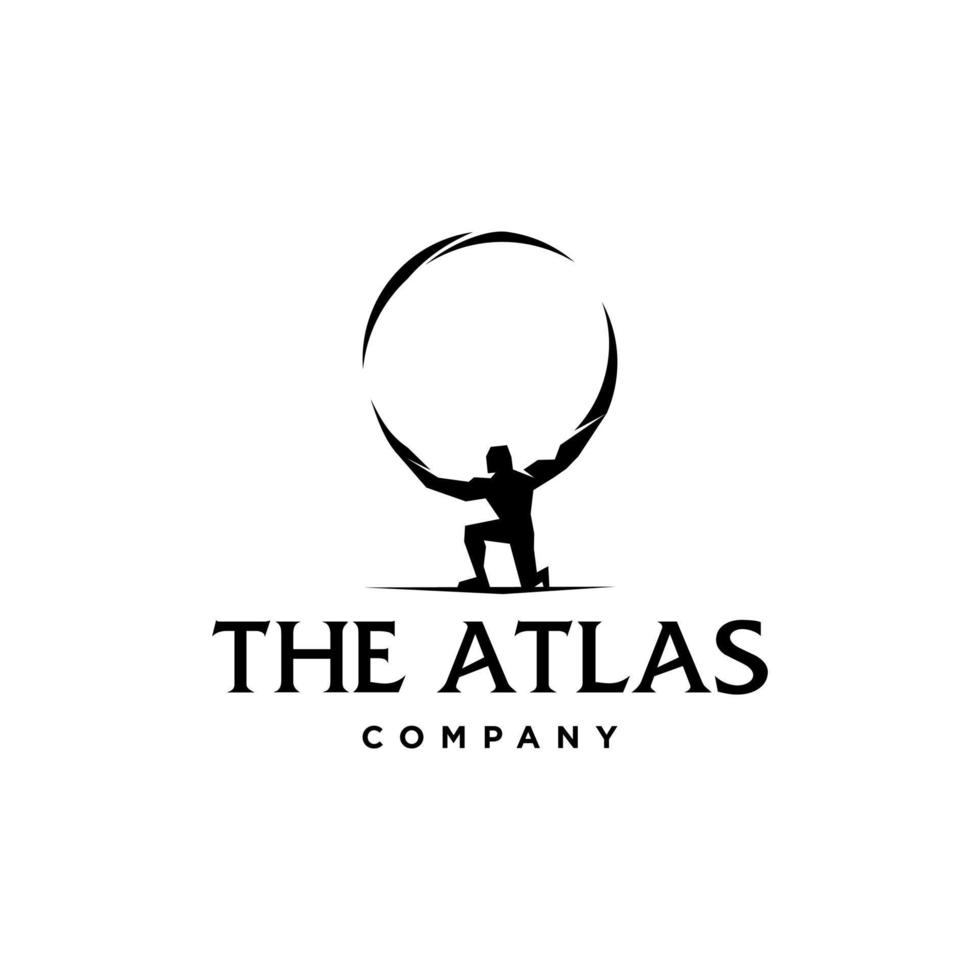 atlas logotyp ikon. geometrisk atlas Gud lyft klot. svart logotyp ikon design illustration vektor