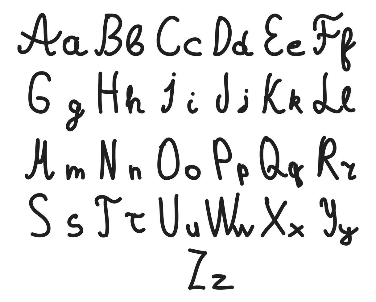 Englisch Alphabet. Rau Handschrift Schriftart vektor