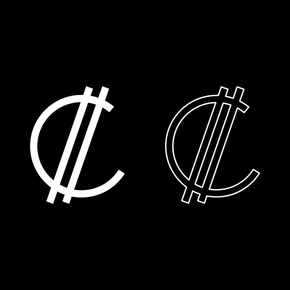 Doppelpunkt Zeichen Währung Symbol Costa Rican salvadoran Geld crc einstellen Symbol Weiß Farbe Vektor Illustration Bild solide füllen Gliederung Kontur Linie dünn eben Stil