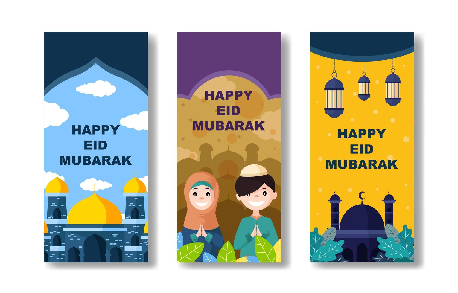 glad eid mubarak banner vektor