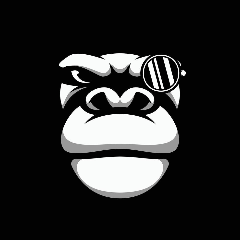gorilla glasögon svart och vit maskot design vektor