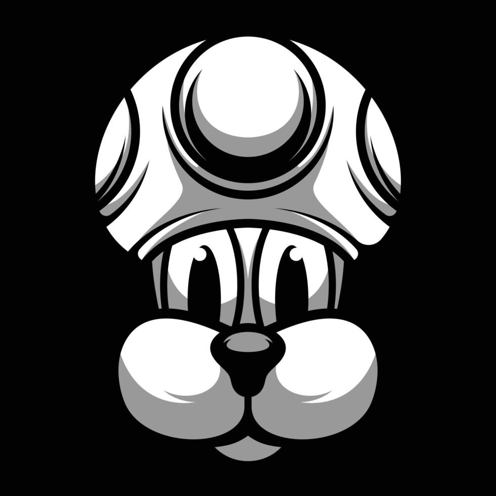 Hund Pilz Hut schwarz und Weiß Maskottchen Design vektor