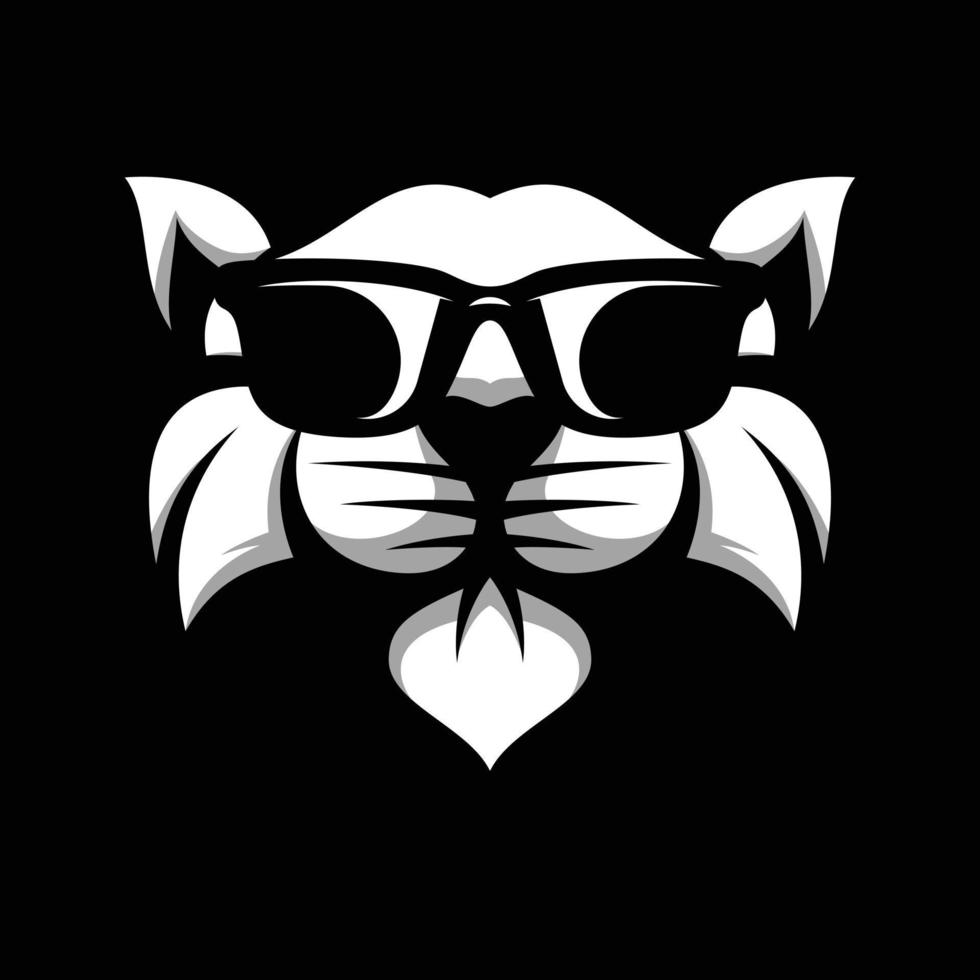 Katze Sonnenbrille schwarz und Weiß Maskottchen Design vektor