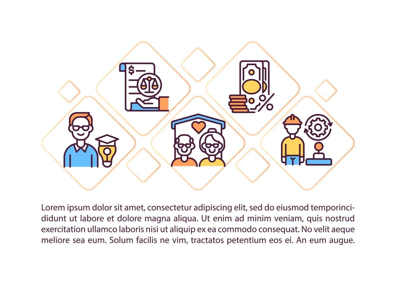 Legal Support Concept Line Icons mit Text vektor