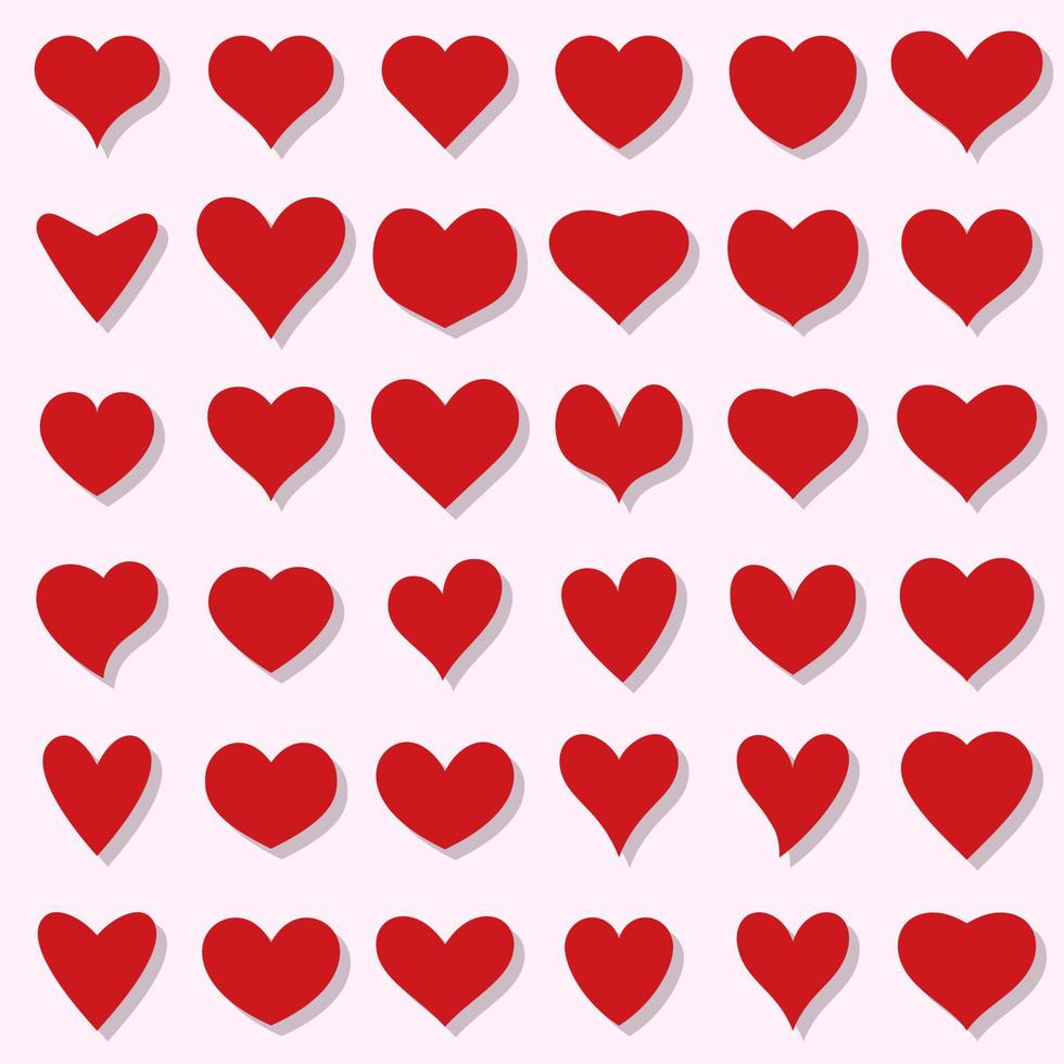 uppsättning röd hjärta former, kärlek symboler. vektor