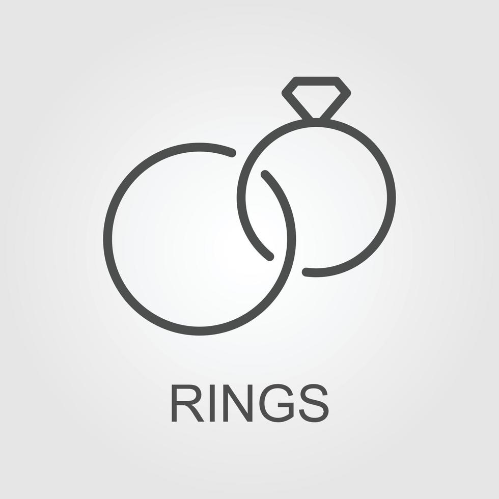 Vektor schwarz Hochzeit Ringe Symbol auf Weiß Hintergrund