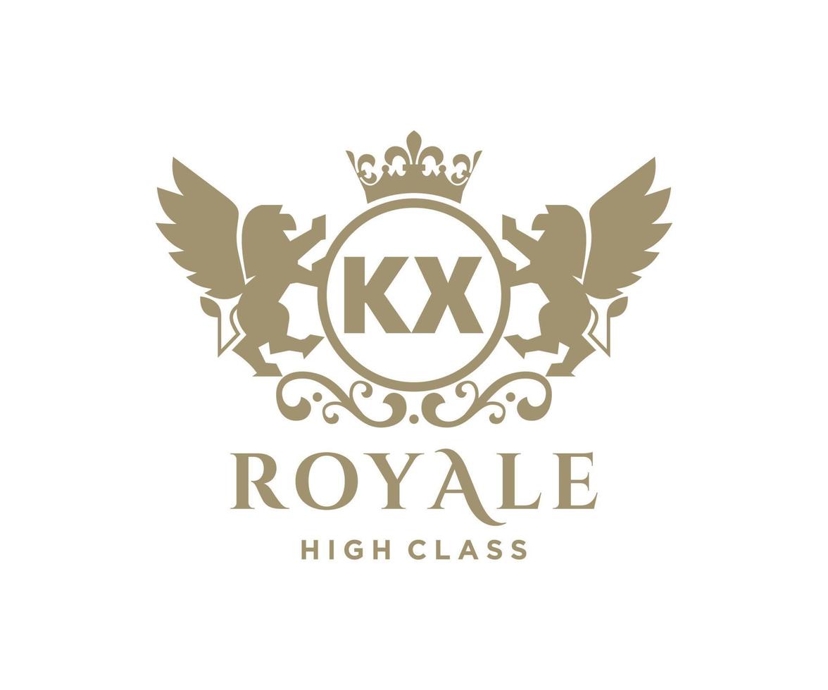 golden Brief kx Vorlage Logo Luxus Gold Brief mit Krone. Monogramm Alphabet . schön königlich Initialen Brief. vektor