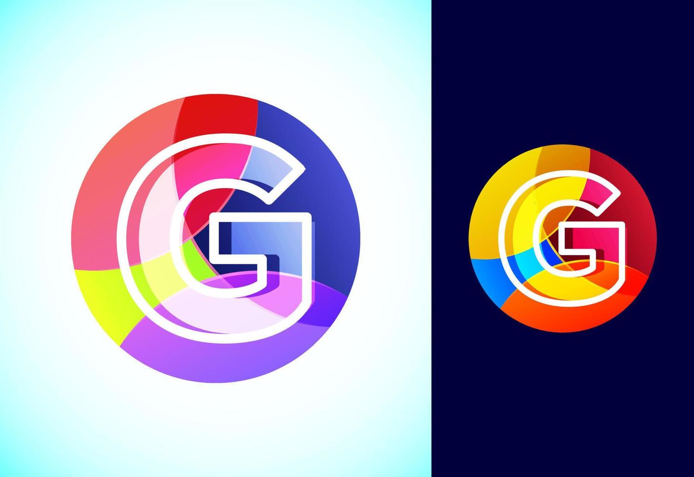 linje brev g på en färgrik cirkel. grafisk alfabet symbol för företag eller företag identitet. vektor