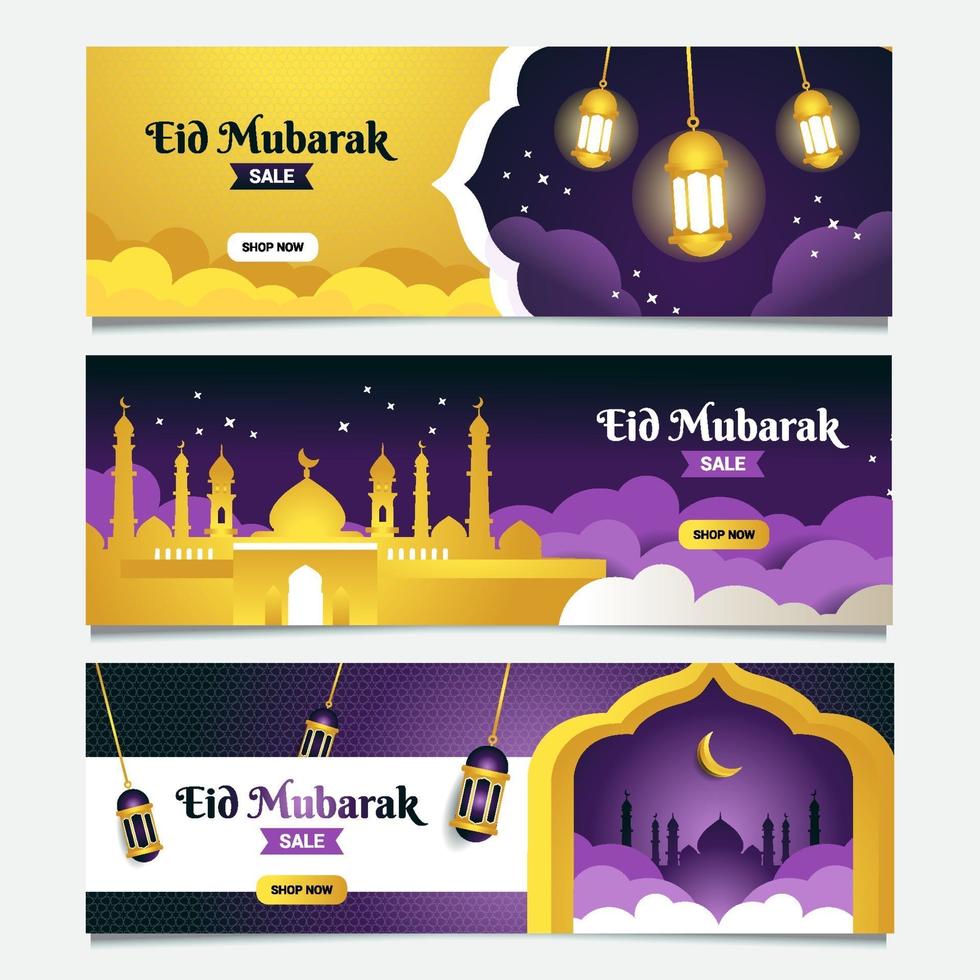 eid mubarak banner samling vektor