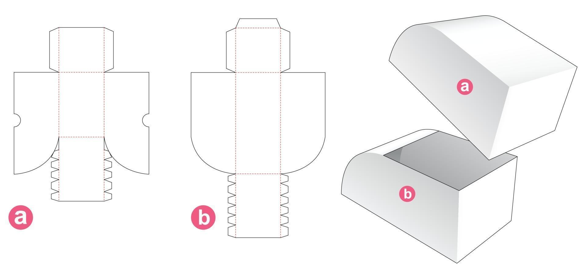 gebogene Fasenbox mit Deckel gestanzte Schablone vektor