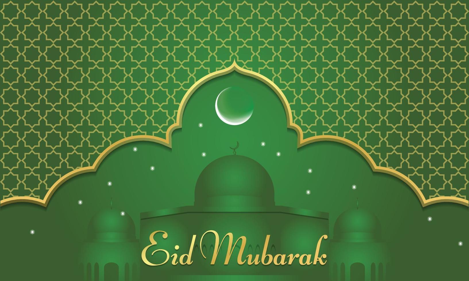 eid Mubarak, Moschee, Mond und Sterne Bewegung Grafik. einfach Muslim Hintergrund vektor