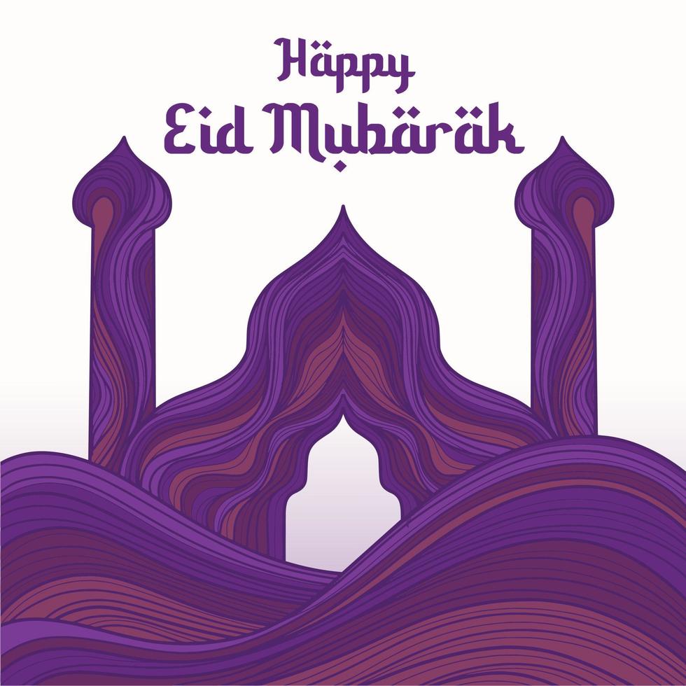 hand dragen eid al-fitr - eid mubarak illustration med lila Färg vektor