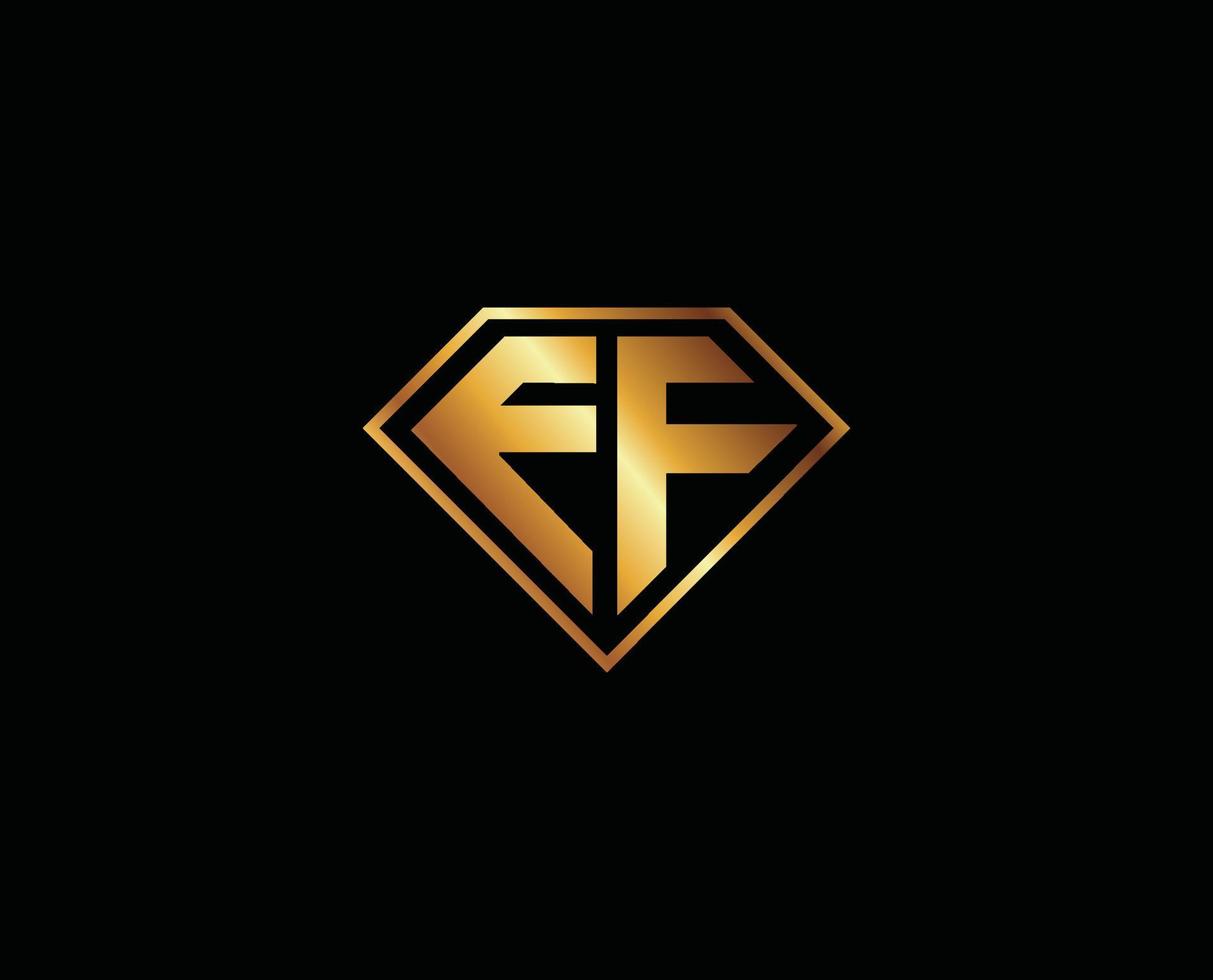 ef Diamant gestalten Gold Farbe Brief Logo Design vektor