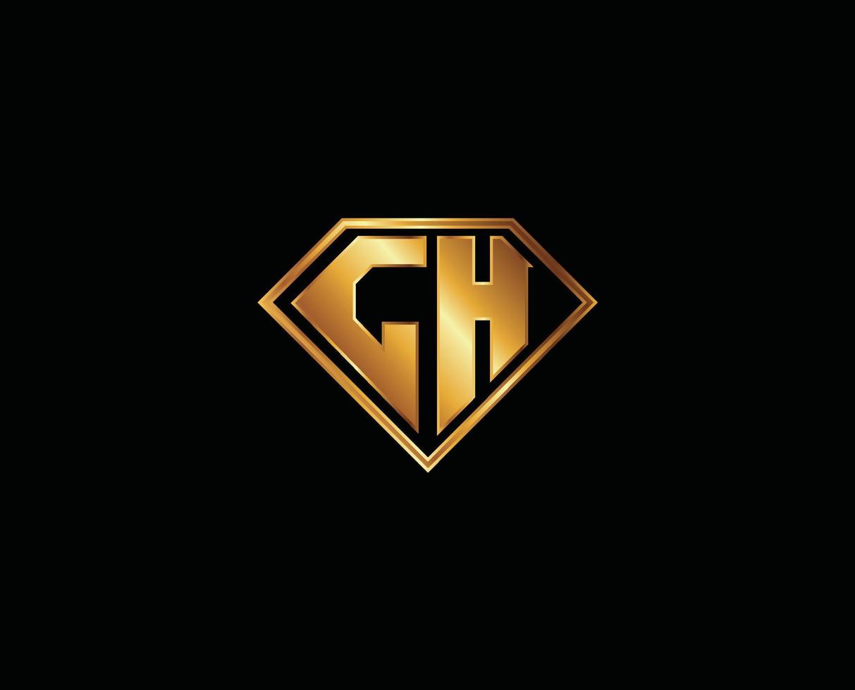 gh diamant form guld Färg brev logotyp design vektor