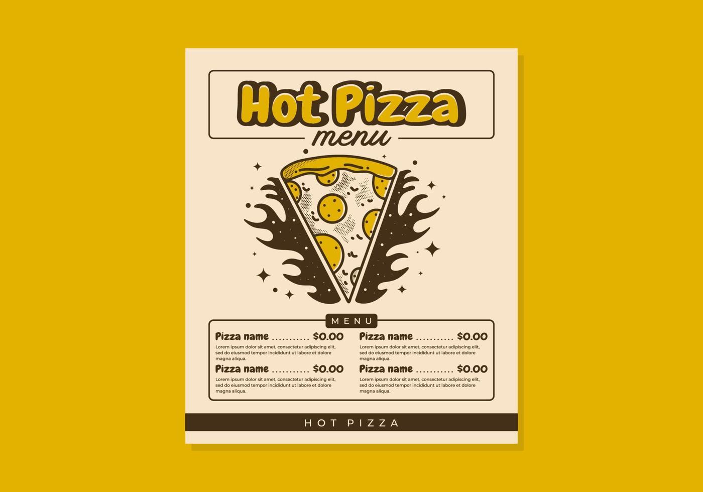 flygblad meny design för en pizza affär vektor