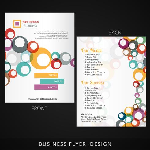 Flyer-Template-Design mit bunten Kreise fließen ins vektor