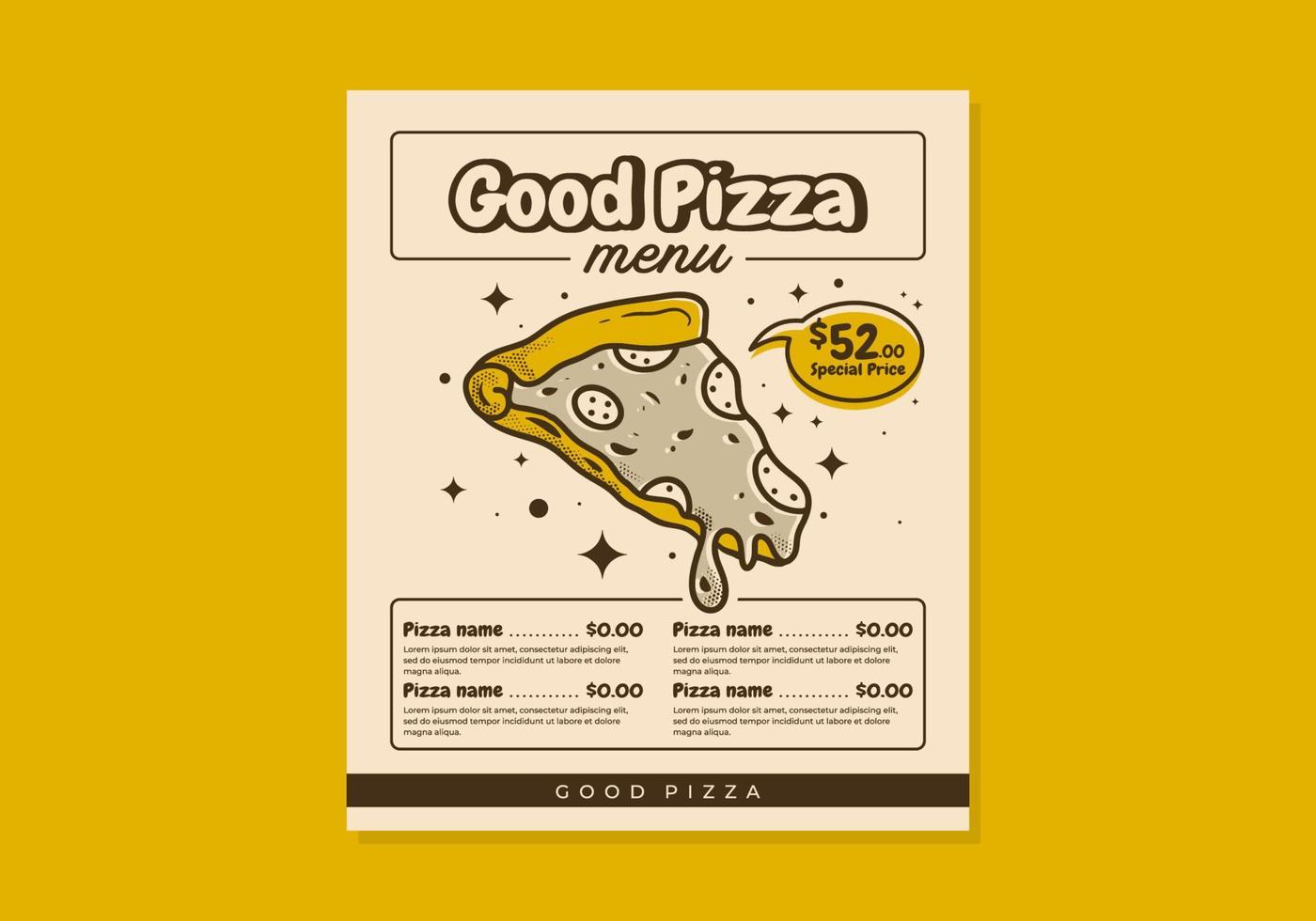 Flyer Speisekarte Design zum ein Pizza Geschäft vektor