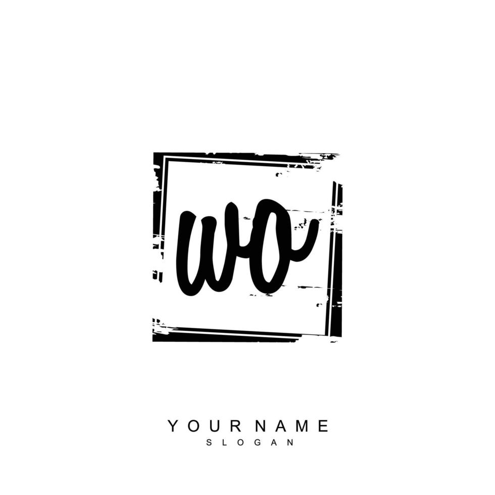 första wo monogram med grunge mall design vektor